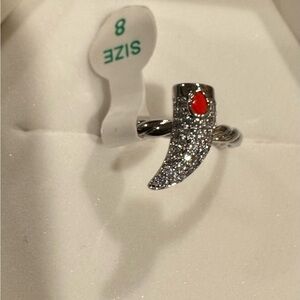 BP Desert Queen Pave Horn Ring with Red Accent - Size 8